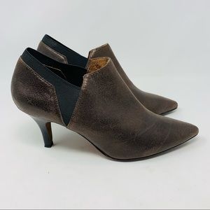 Donald J. Pliner Booties Tillie Bronze Metallic Leather Boot Pump Heels Size 9.5